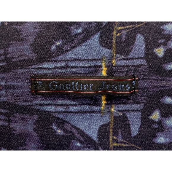 Vintage Jean Paul Gaultier Jeans Blue Pattern T Shirt Mini Dress Women's Size 36 - Picture 4 of 7